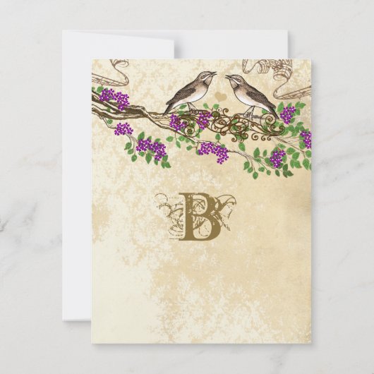 Paarse uitlakkerafdeling vogels weduwschap RSVP Kaart (Achterkant)