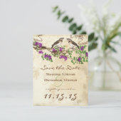 Paarse uitlakkerafdeling  vogels weduwschap RSVP Kaart (Staand voorkant)