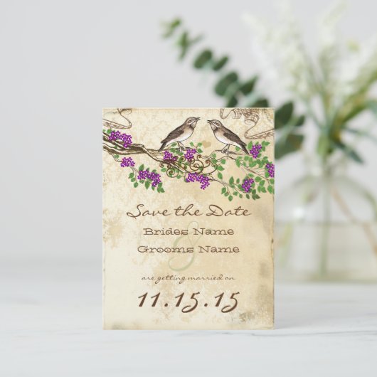 Paarse uitlakkerafdeling  vogels weduwschap RSVP Kaart (Staand voorkant)