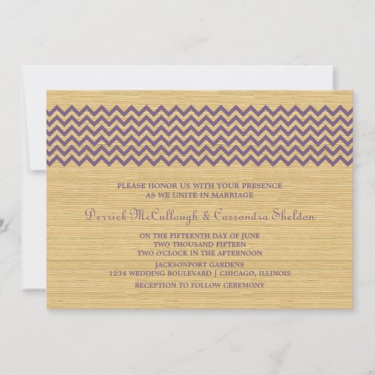 Paarse uitnodigen van Chevron Wedding Kaart (Voorkant)