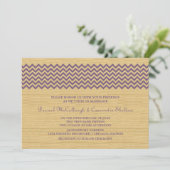 Paarse uitnodigen van Chevron Wedding Kaart (Staand voorkant)