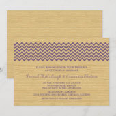 Paarse uitnodigen van Chevron Wedding Kaart (Voorkant / Achterkant)