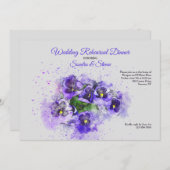 Paarse Uitnodiging Pansies (Voorkant / Achterkant)