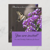 Paarse uitnodiging ter gelegenheid van 50e verjaar (Voorkant / Achterkant)