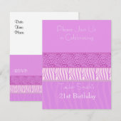 Paarse uitnodiging tot afdruk van dieren (Voorkant / Achterkant)