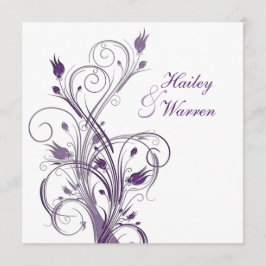 Paarse uitnodiging tot bruiloft in Floral