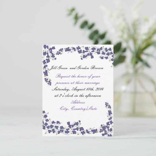 Paarse uitnodiging tot donkere weddenschappen (Staand voorkant)