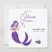 Paarse uitnodiging tot een minimalistische geboort (Voorkant)