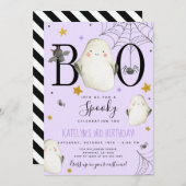 Paarse uitnodiging tot geboorte Halloween (Voorkant / Achterkant)