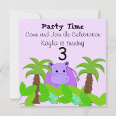 Paarse uitnodiging tot geboorte Hippo (Voorkant)