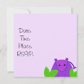 Paarse uitnodiging tot geboorte Hippo (Achterkant)