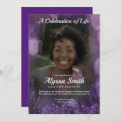 Paarse uitnodiging tot herdenking van de bloem (Voorkant / Achterkant)