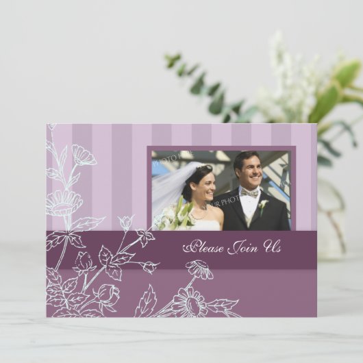Paarse uitnodiging tot hernieuwing van het  fotowe (Staand voorkant)