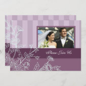 Paarse uitnodiging tot hernieuwing van het  fotowe (Voorkant / Achterkant)