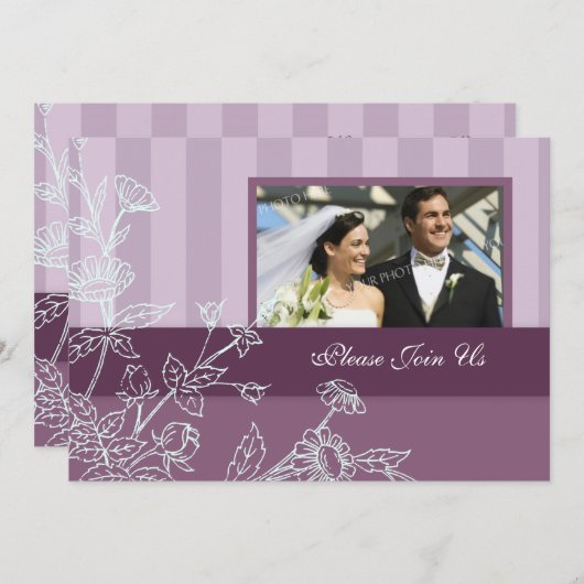 Paarse uitnodiging tot hernieuwing van het  fotowe (Voorkant / Achterkant)