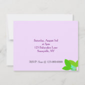 Paarse uitnodiging tot het Baby shower Hippo (Achterkant)