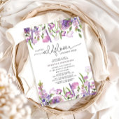 Paarse uitnodiging tot het Baby shower van wilde b