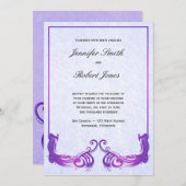 Paarse  uitnodiging tot het huwelijk (Voorkant / Achterkant)