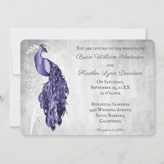 Paarse uitnodiging tot het huwelijk (Voorkant)
