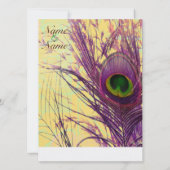 Paarse uitnodiging tot het huwelijk van Peacock (Achterkant)