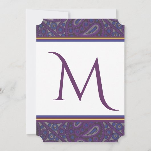 Paarse uitnodiging tot het huwelijk van Plum Paisl (Achterkant)