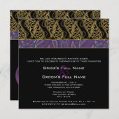 Paarse uitnodiging tot het huwelijk van Plum Paisl (Voorkant / Achterkant)