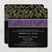 Paarse uitnodiging tot het huwelijk van Plum Paisl (Voorkant / Achterkant)