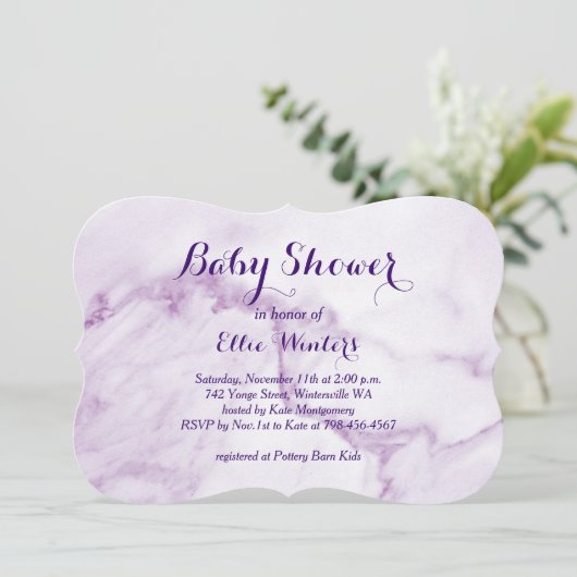 Paarse uitnodiging tot het indienen van Baby show (Staand voorkant)