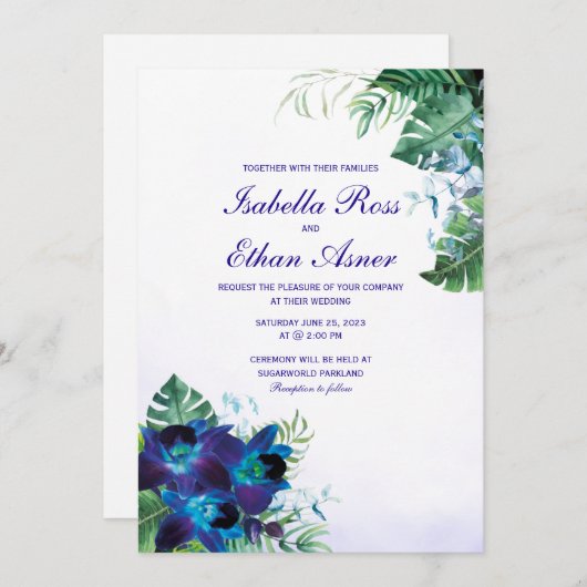 Paarse uitnodiging tot het indienen van een blauwe (Voorkant / Achterkant)