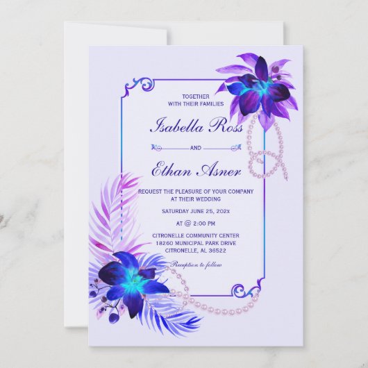 Paarse uitnodiging tot het indienen van een blauwe (Voorkant)