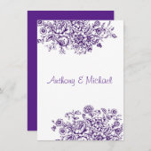 Paarse  uitnodiging tot het indienen van een huwel (Voorkant / Achterkant)