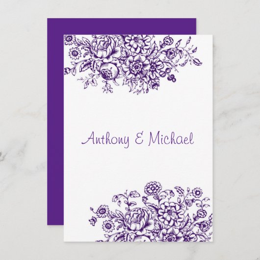 Paarse uitnodiging tot het indienen van een huwel (Voorkant / Achterkant)