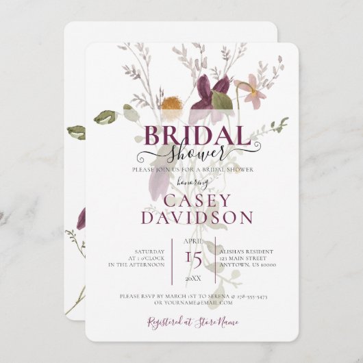 Paarse uitnodiging tot het indienen van een vuurbr (Voorkant / Achterkant)