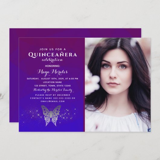 Paarse uitnodiging tot het indienen van koninklijk (Voorkant / Achterkant)