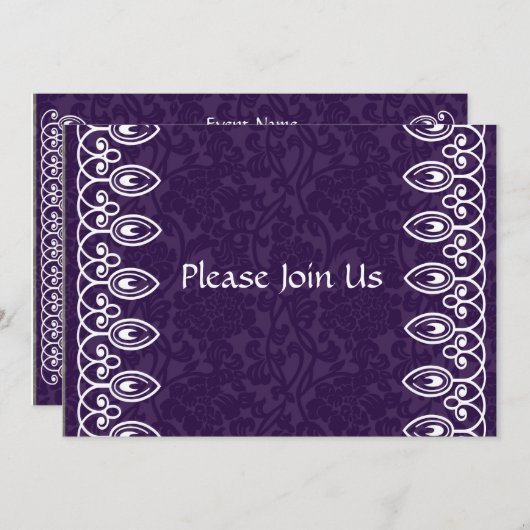 Paarse uitnodiging tot het indienen van vragen (Voorkant / Achterkant)