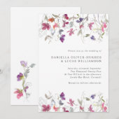  Paarse uitnodiging tot het indienen van weddensch (Voorkant / Achterkant)