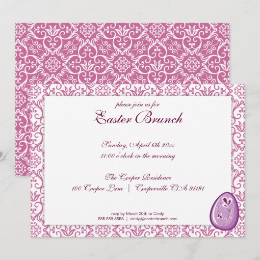 Paarse uitnodiging tot het uitnodigen van Pasen Pa (Voorkant / Achterkant)