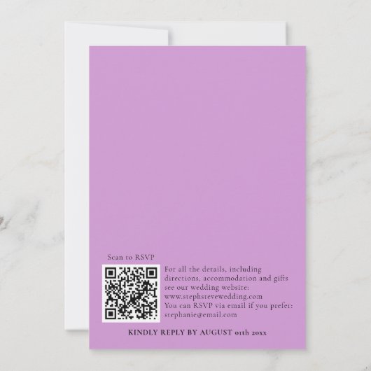 Paarse uitnodiging tot het uitzenden van QR-code v (Achterkant)