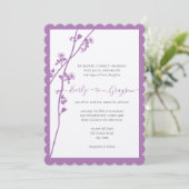 Paarse uitnodiging tot inschrijving op bruiloft in (Staand voorkant)