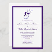 Paarse uitnodiging tot monogram (Voorkant / Achterkant)