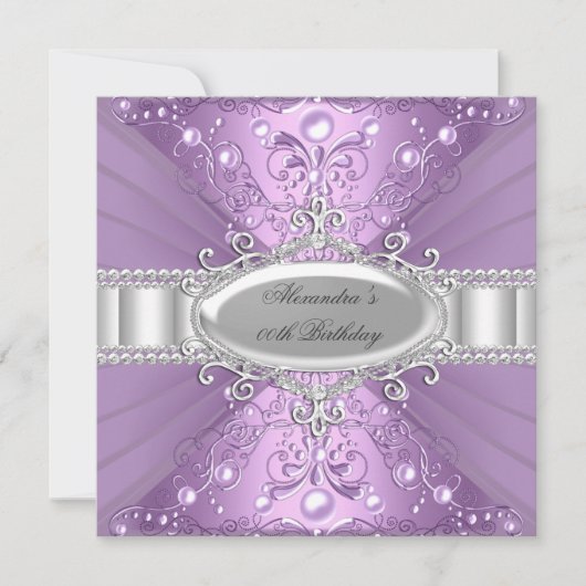 Paarse uitnodiging tot vrijdag voor Pearl en Diamo (Voorkant)