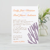 Paarse uitnodiging tot weddenschap met Wilde Flowe (Staand voorkant)