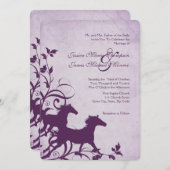 Paarse uitnodiging tot weddenschap met wilde paard (Voorkant / Achterkant)