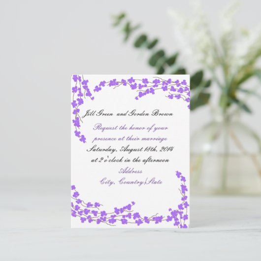 Paarse uitnodiging tot weduwschap (Staand voorkant)