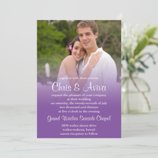 Paarse uitnodiging tot weduwschap (Staand voorkant)