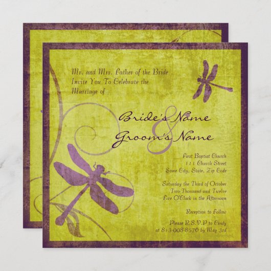  Paarse uitnodiging tot weduwschap (Voorkant / Achterkant)