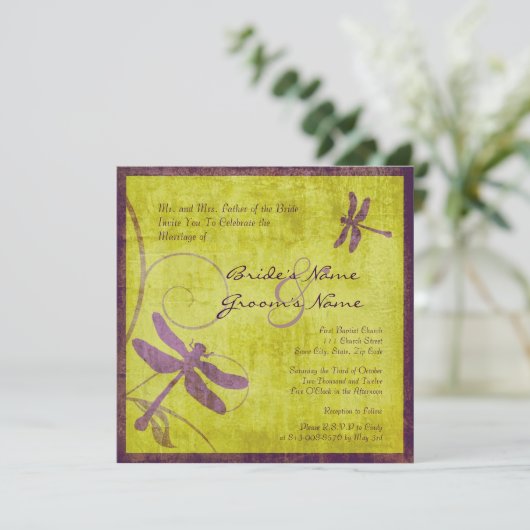  Paarse uitnodiging tot weduwschap (Staand voorkant)