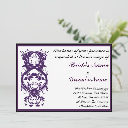 Paarse uitnodiging tot weduwschap (Staand voorkant)