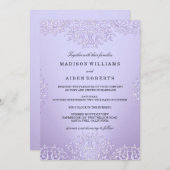 Paarse uitnodiging tot weduwschap over Damask (Voorkant / Achterkant)