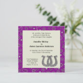Paarse uitnodiging tot Westerne bruiloft (Staand voorkant)